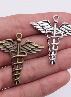 5个/包 40x40mm 多色DIY饰品配件 手杖医疗符号吊坠 ABD-C10706