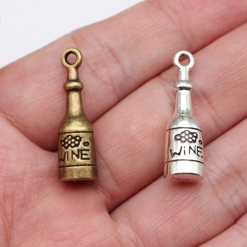 5个/包 28x8mm 多色DIY饰品配件 3D酒瓶吊坠 ABD-C10215