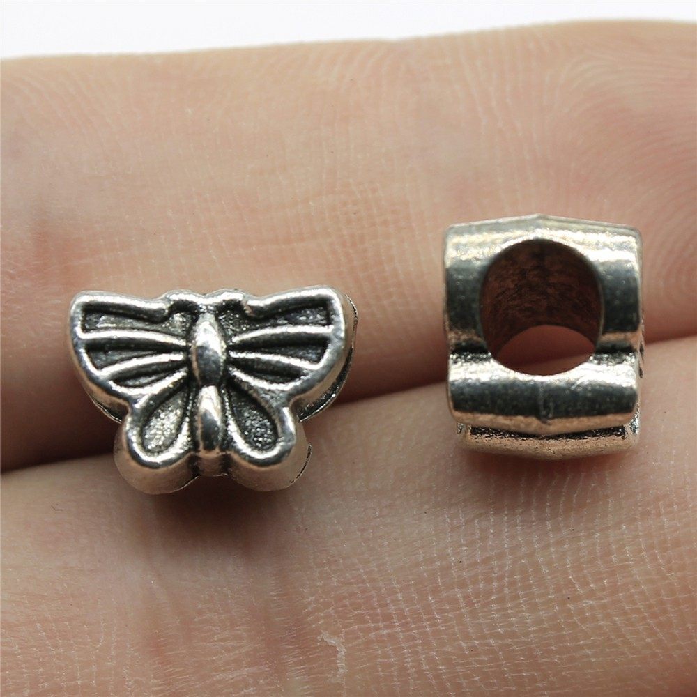10个/包 13x9mm 古银色 DIY饰品配件 蝴蝶大孔珠珠子