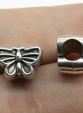 10个/包 13x9mm 古银色 DIY饰品配件 蝴蝶大孔珠珠子 ABD-C12118