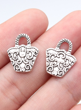 20个/包16x13mm古银色DIY饰品配件手提袋包包吊坠