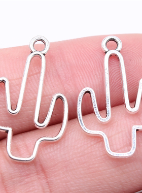 10个/包 25x17mm 多色 锌合金材质 镂空仙人掌吊坠 ABD-C15538