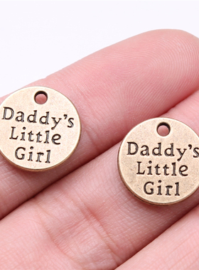 10个/包 15x15mm 古青铜色 Daddy'S Little Girl吊坠 ABD-C15489