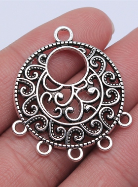 10个/包 35x28mm 多色 锌合金 圆形耳环连接件 ABD-C14516