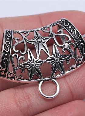 5个/包 43x36x23mm 古银色锌合金 单面镂空星星丝巾扣 ABD-C12702