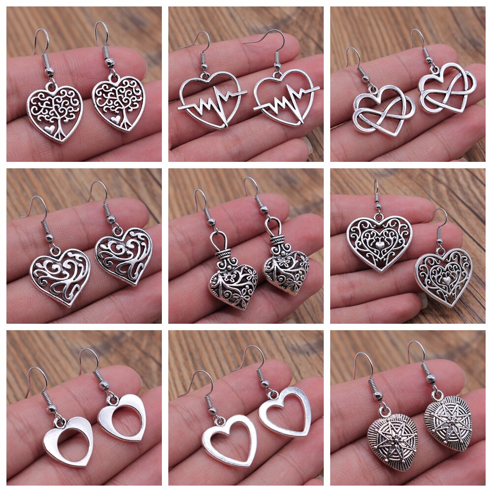 欧美复古风 简约 个性耳环女 爱心 桃心 心形 耳坠耳环