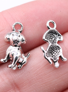 20个/包 16x10mm 古银色锌合金 DIY饰品配件 小狗吊坠 ABD-C10811
