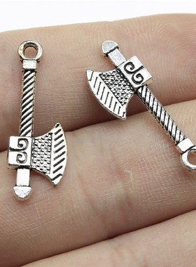 20个/包 27x9mm 古银色锌合金 DIY配件 斧头吊坠 ABD-C12571