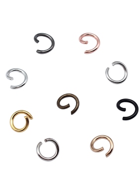 100个/包 1.2x8mm 单圈铁环 C圈 连接圈 开口圈 适用于钥匙扣项链