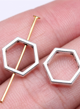 20个/包 11x11mm 多色 六边形蜂巢穿孔珠子吊坠 ABD-C15181