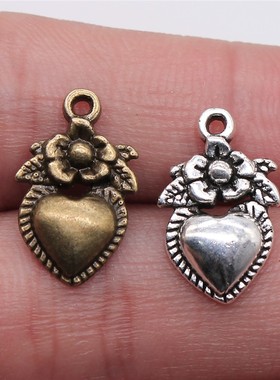 20个/包 15mm 多色DIY饰品配件 花朵爱心吊坠 ABD-C10336