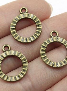 10个/包 19x16mm 古青铜色 双面带纹路圆环吊坠 ABD-C11034