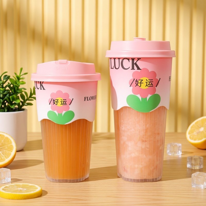 一次性加厚条纹注塑杯咖啡饮料奶茶杯塑杯外带打包杯花瓣杯型定制,餐饮具,塑杯,淘宝优惠券,粉丝福利购,淘宝优惠卷