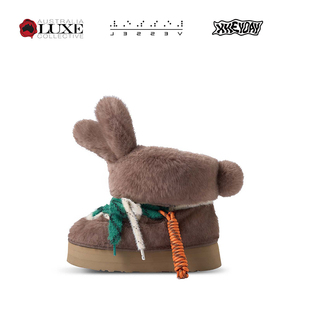 xVESSEL三方联名墩墩兔雪地靴女厚底增高可爱毛绒兔儿雪地鞋冬靴