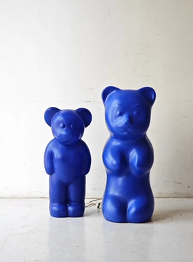 80年代德国中古Lumibar Bear 蓝色小熊灯｜室内氛围灯 超大站熊