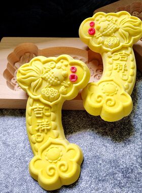 原创新款木质烘焙模具 过年蒸花样馒头面磕子面卡子如意馒头模具