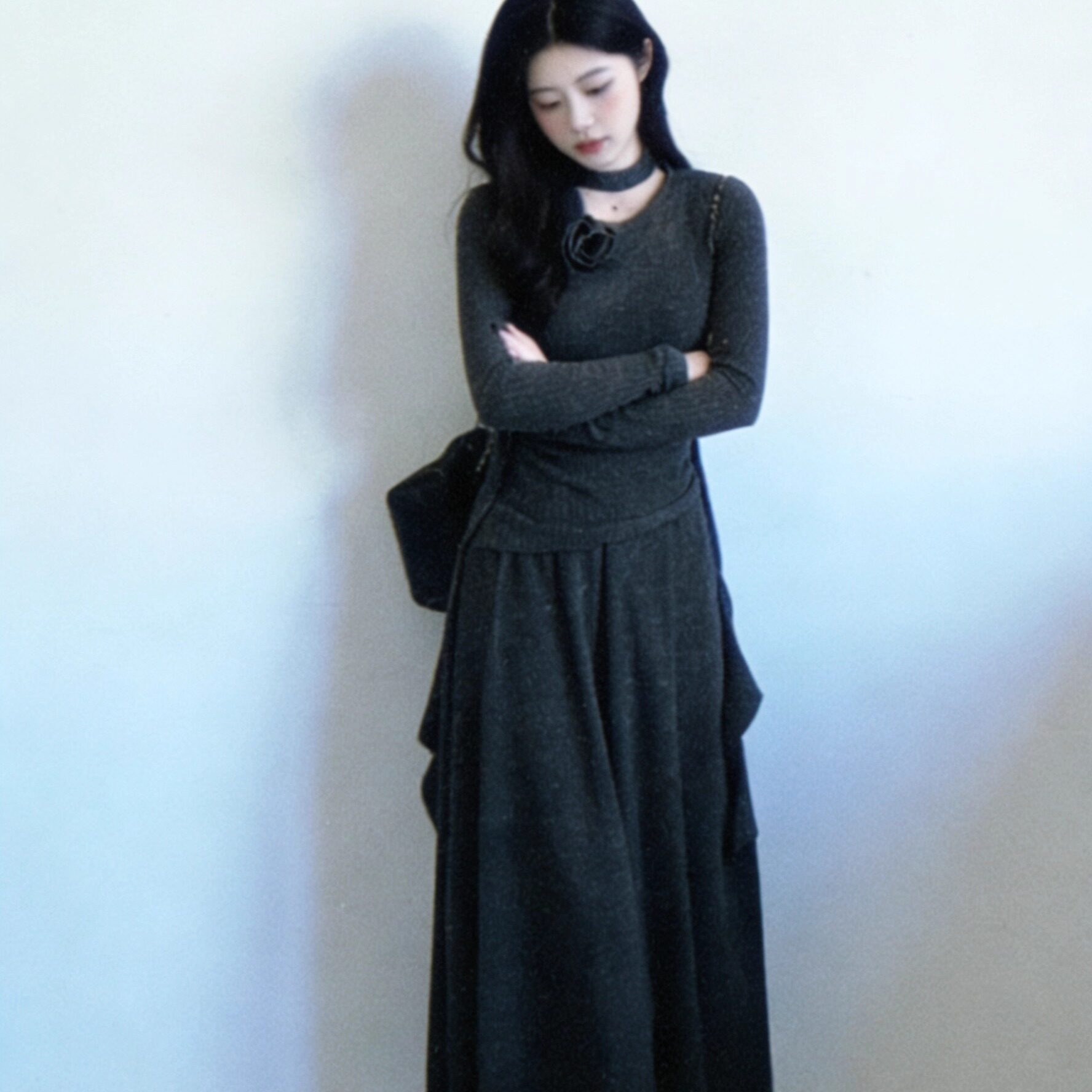 YC韩系学院风秋冬针织连衣裙