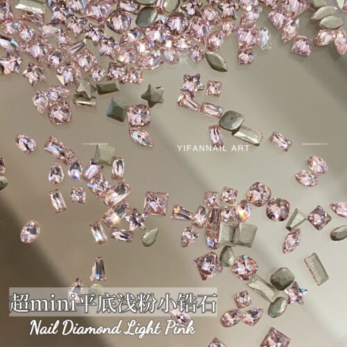 迷你浅粉平底小锆石美甲饰品