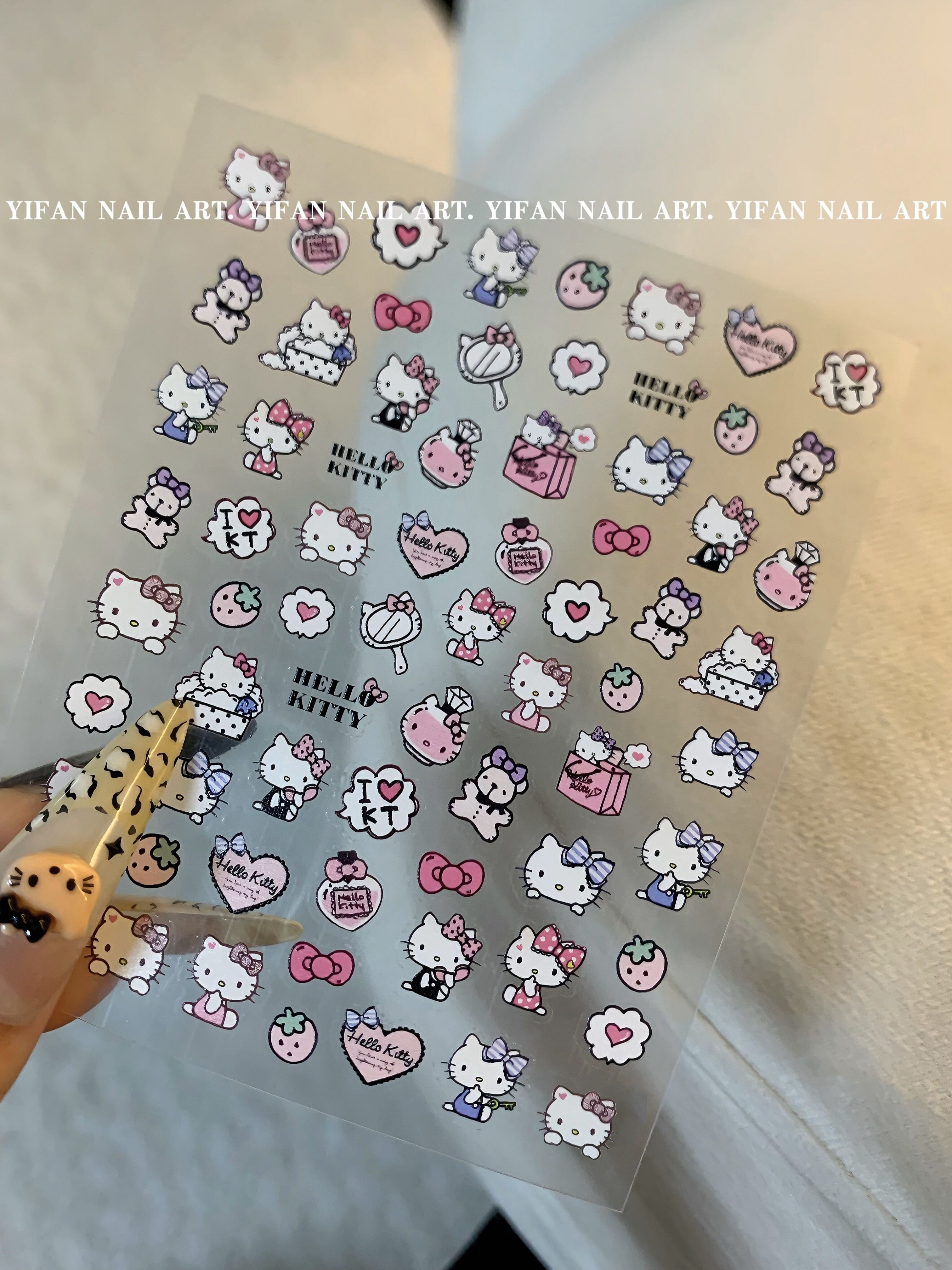 thumbnail for YIFANNAIL【黑化凯蒂】夏日豹纹黑皮Kitty猫美甲饰品 J187Q44