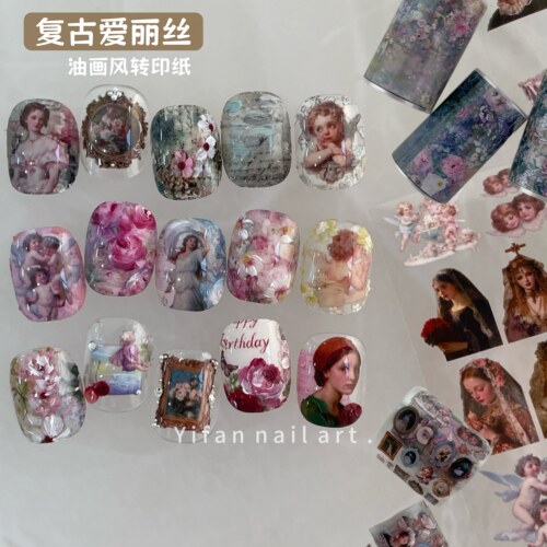 复古雾感油画玫瑰ins碎花转印纸