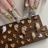 YIFANNAIL 素美甲饰品D12 新年马元 拜占庭 手工成品鎏金独角兽