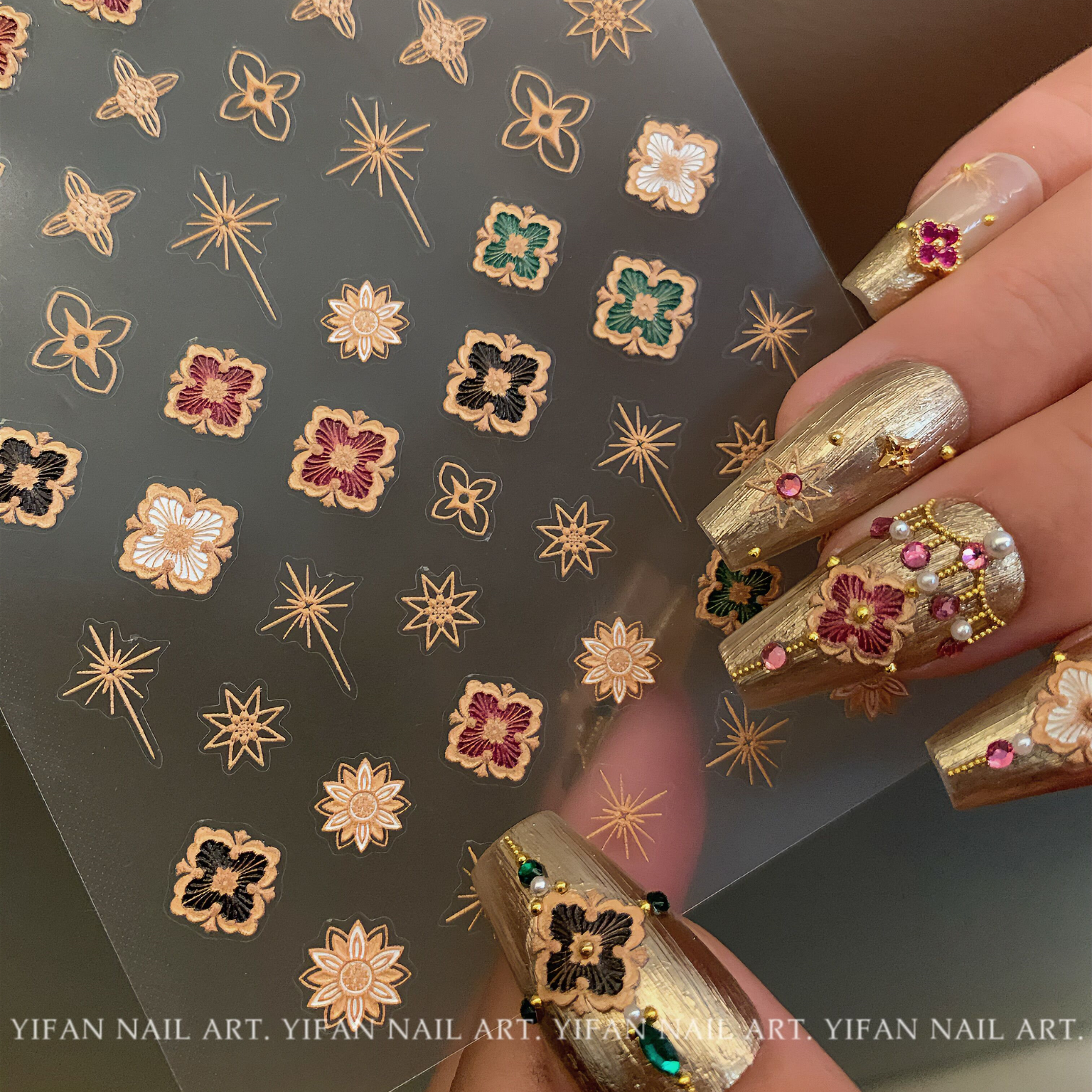 YIFANNAIL熹妃回宫护甲美甲素材布契拉提美甲锆石饰品J20H39M77