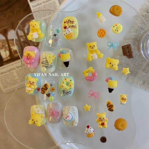 黄油小熊雪糕甜甜圈美甲饰品