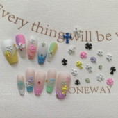 甜美酷girl复古彩色法式 YIFANNAIL 糖果版 克罗心美甲饰品H63