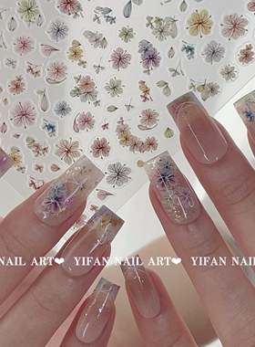 YIFANNAIL【仿真干花】春日莫奈花园~超薄干花美甲贴纸J234