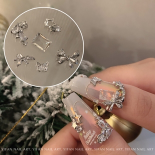 五角星 高保色镶边蝴蝶结 美甲饰品A87 镶边圣诞 YIFANNAIL