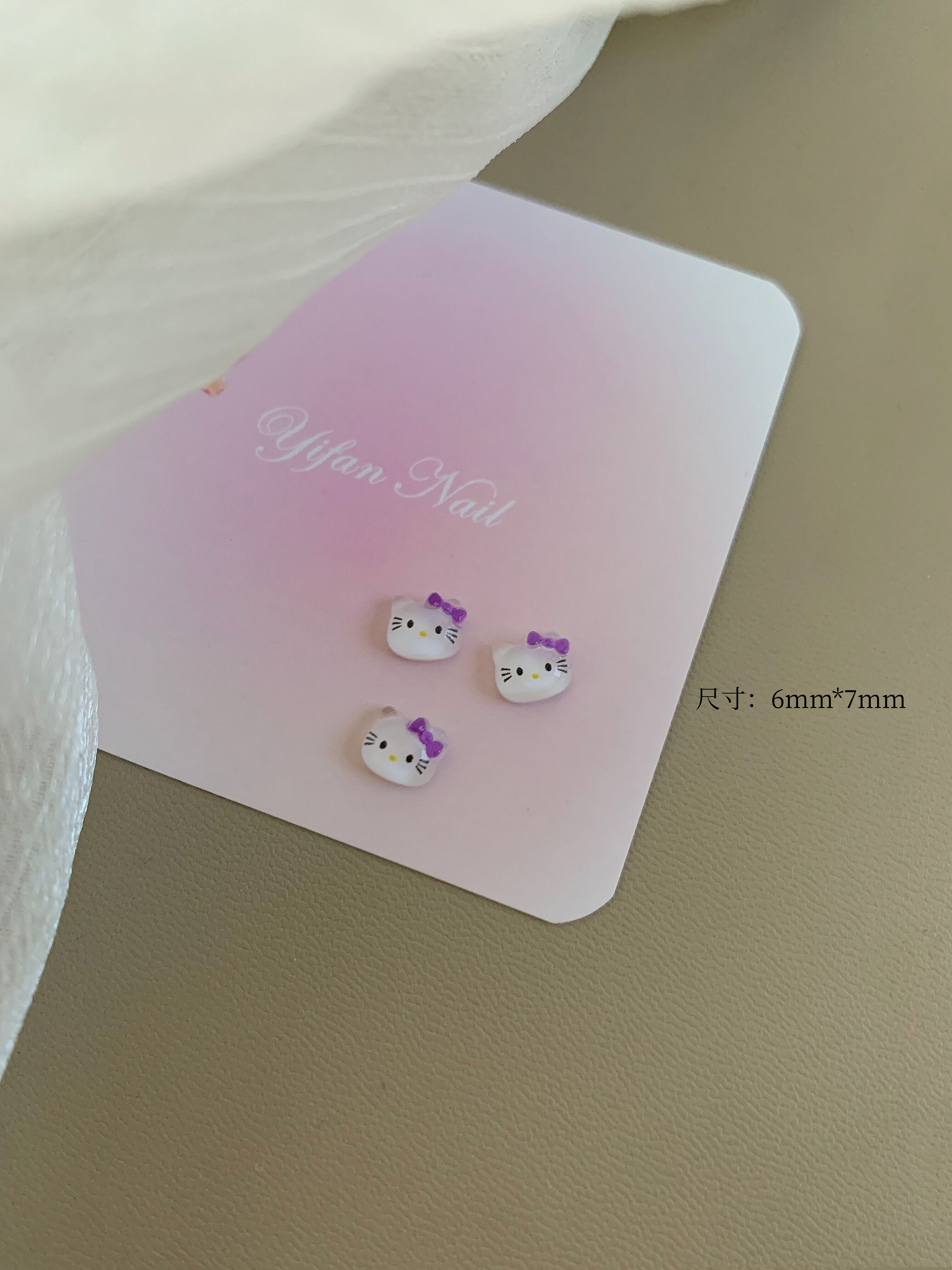 thumbnail for YIFANNAIL「迷你Kitty」黑皮KT猫咪美甲饰品 可爱蝴蝶结 J1P63