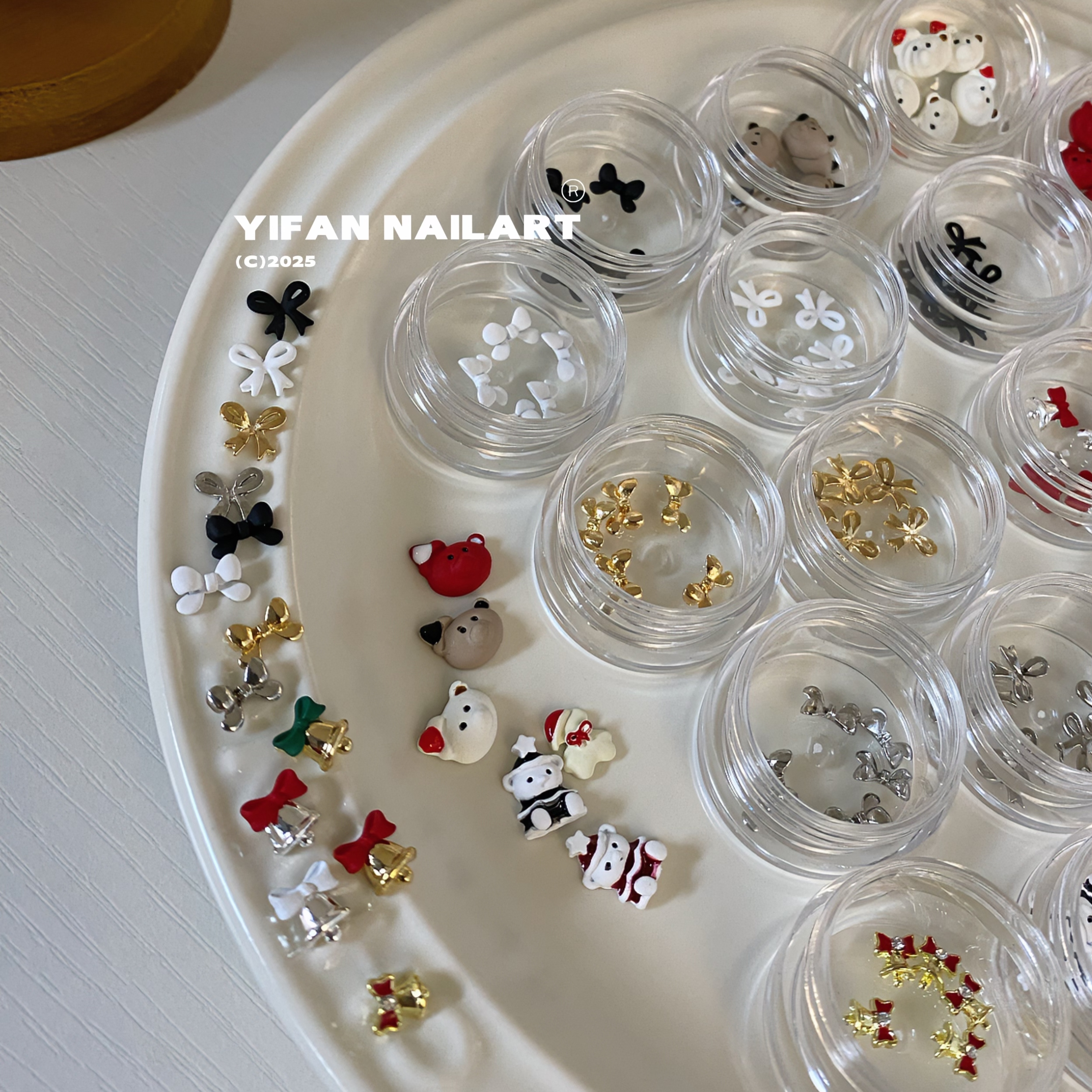 迷你蝴蝶结彩色铃铛美甲饰品