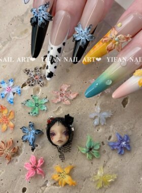 暗黑娃娃头恶魔之花冰花美甲饰品