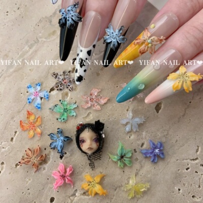 暗黑娃娃头恶魔之花冰花美甲饰品