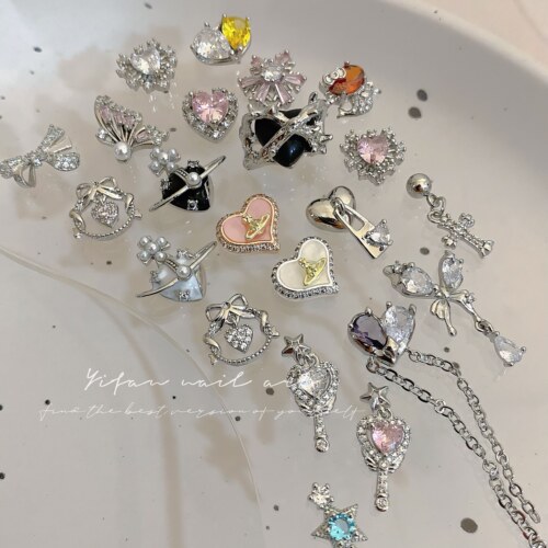 星星魔法棒爱心吊坠美甲锆石饰品