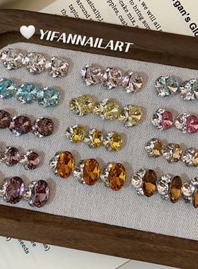 YIFANNAIL高精品K9无底托~肥方椭圆手工钻球成品堆钻美甲饰品R95