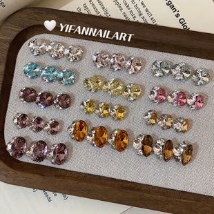 YIFANNAIL高精品K9无底托 肥方椭圆手工钻球成品堆钻美甲饰品R95