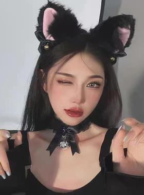 (发箍发+项箍)猫耳朵夹92152女小野圈猫咪兔子头性感狐狸头饰万圣