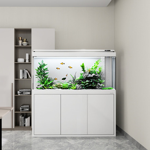 森森新款 客厅玻璃大型水族箱智能触控家用免换水底滤缸 超白鱼缸