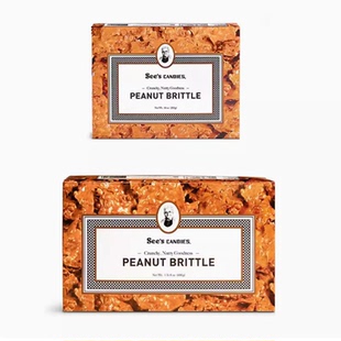 美国直邮See's Candies时思Sees黄油奶油花生脆片盒装283g/680g