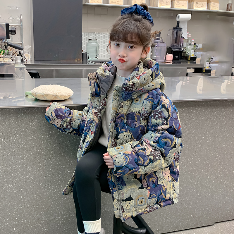 女童羽绒服冬季新款洋气满印小熊