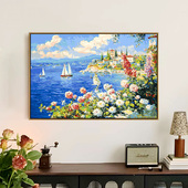 数字油画diy填充手工涂油彩画解压画画填色画客厅装 西西里岛 饰画