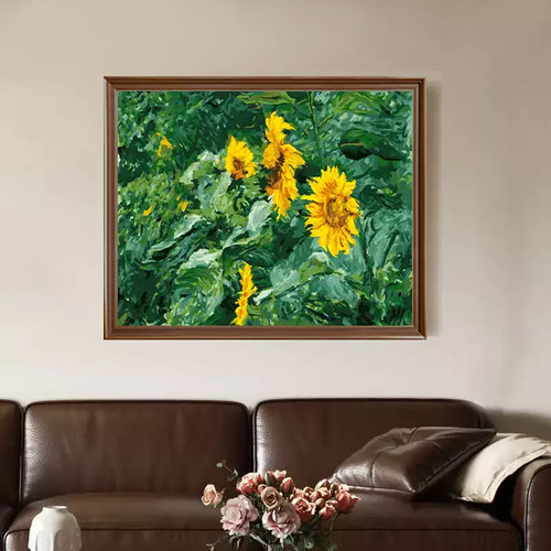 数字油画DIY填色画手工涂色画画填充油彩画客厅装饰画 花园向日葵