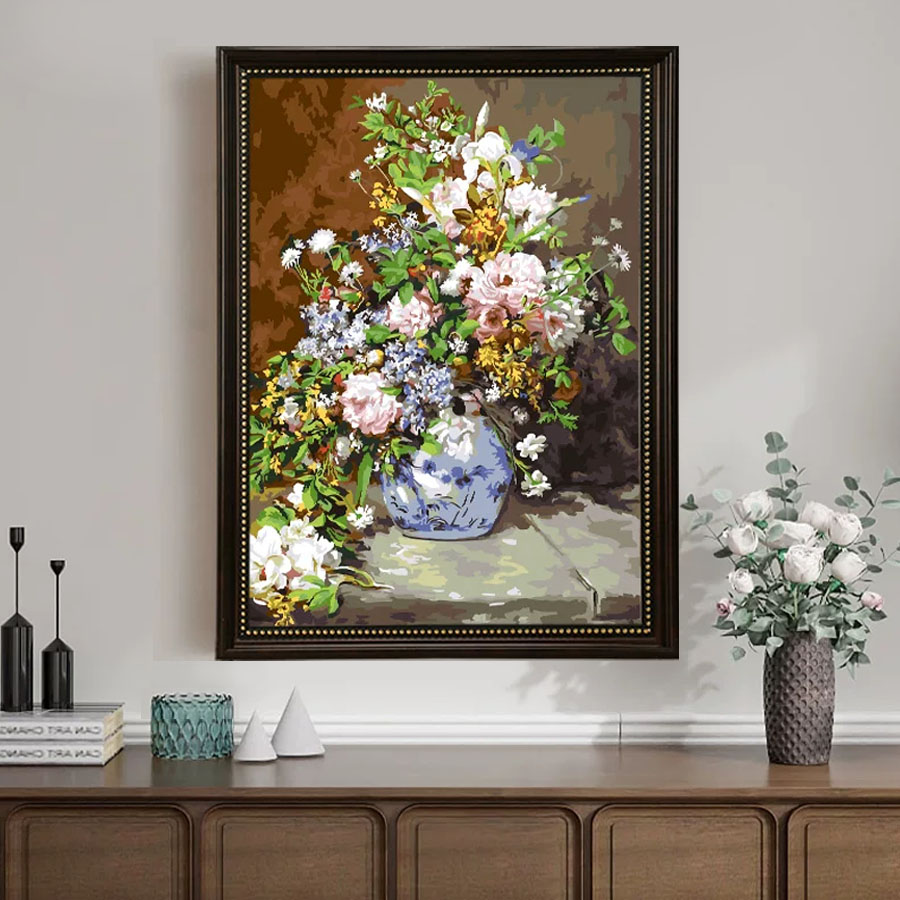数字油画DIY填色画手工涂色画画填充油彩画花卉餐厅装饰挂画 花束