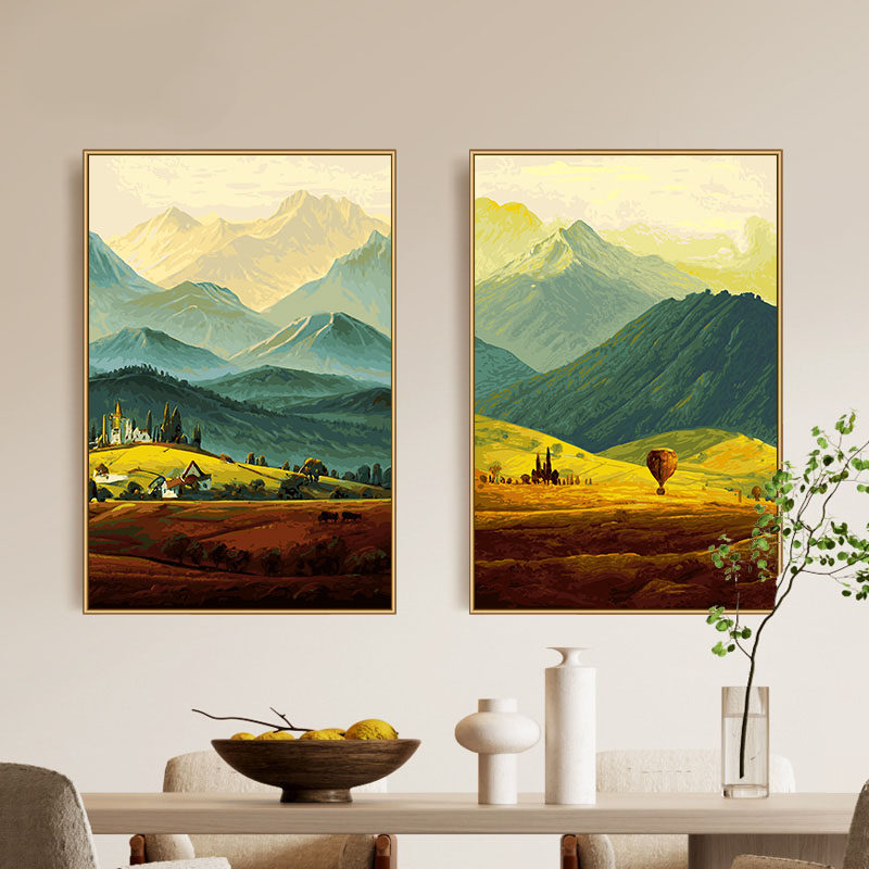 数字油画涂色画画填色diy填充丙烯画客厅风景油彩画装饰画 巨人山