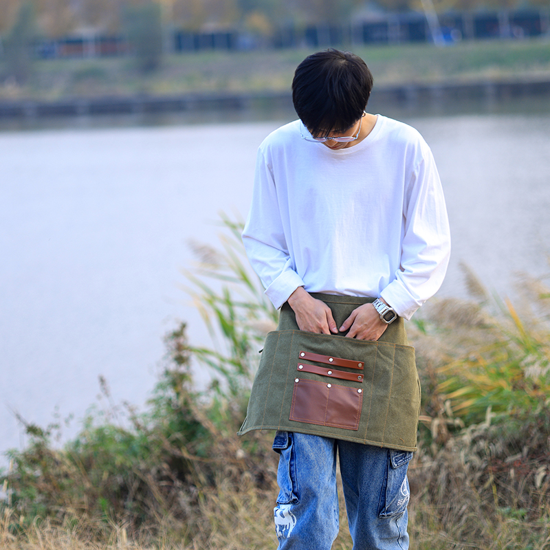 半截咖啡师半身围裙围腰女日式短款餐饮服务员男士工作服防水定制