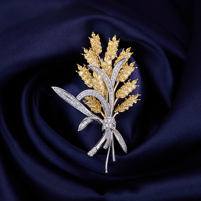 高级感轻奢镶嵌锆石麦穗胸针高档精致大麦别针配饰大衣服饰配件