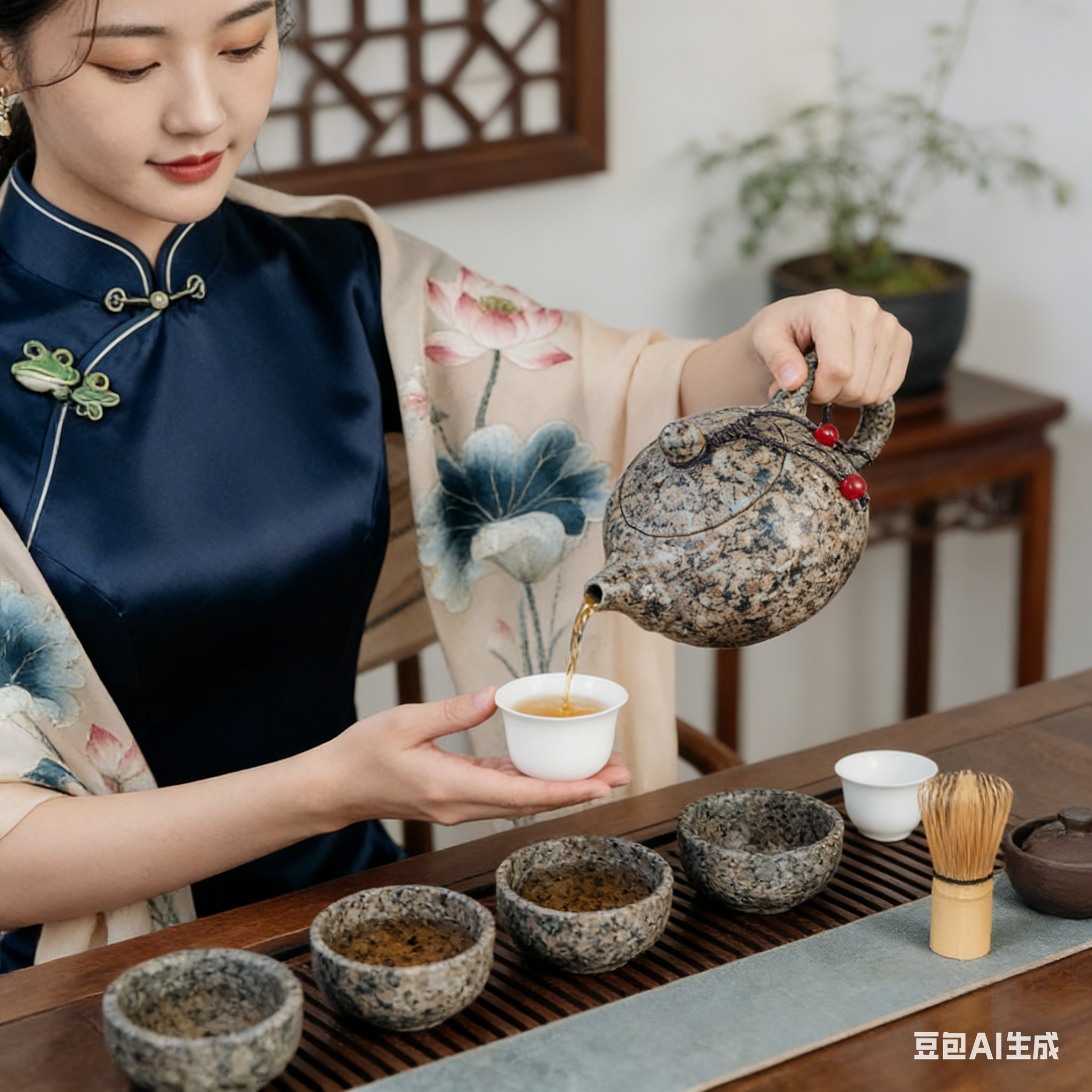 中华麦饭石壶手把壶中式文玩纯茶水壶药石壶茶具过滤全套一壶四杯