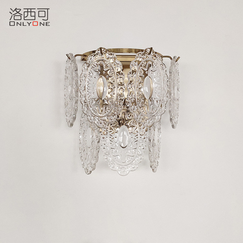 Rocico洛西可原创灯具复古玻璃灯美式法式客厅电视墙卧室床头壁灯,家装灯饰光源,壁灯,淘宝优惠券,粉丝福利购,淘宝优惠卷