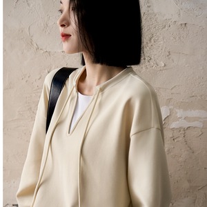 秋冬季实拍时尚简约风假两件卫衣舒适棉微弹佰搭休闲运动上衣女装